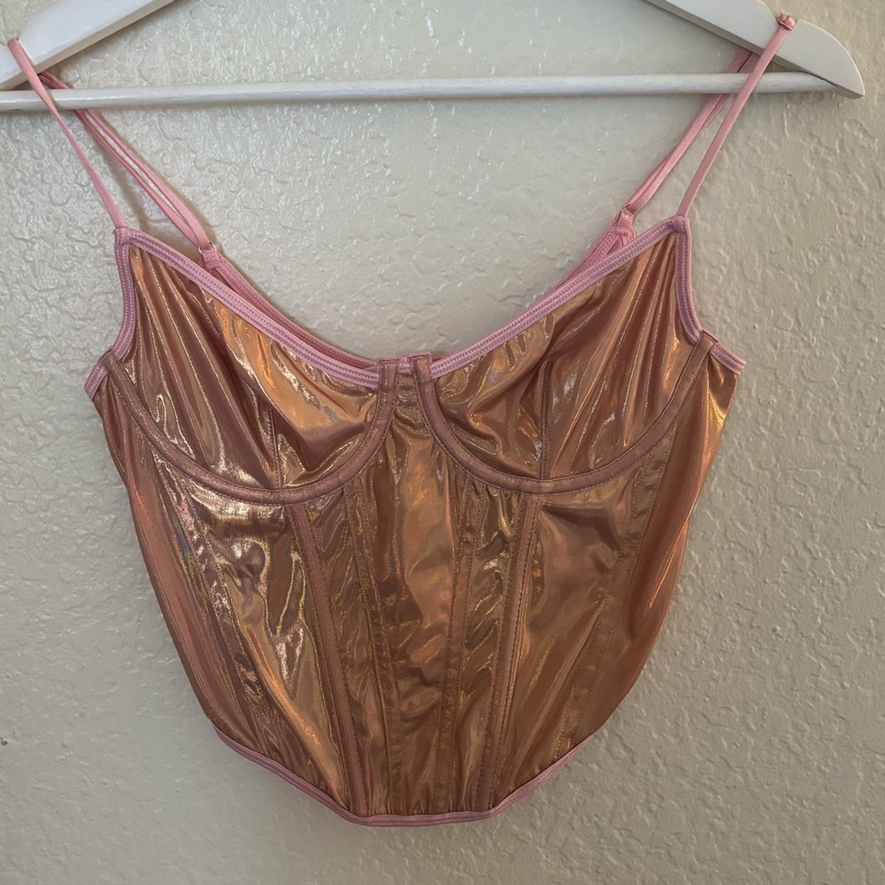 Metallic Pink  Corset Top